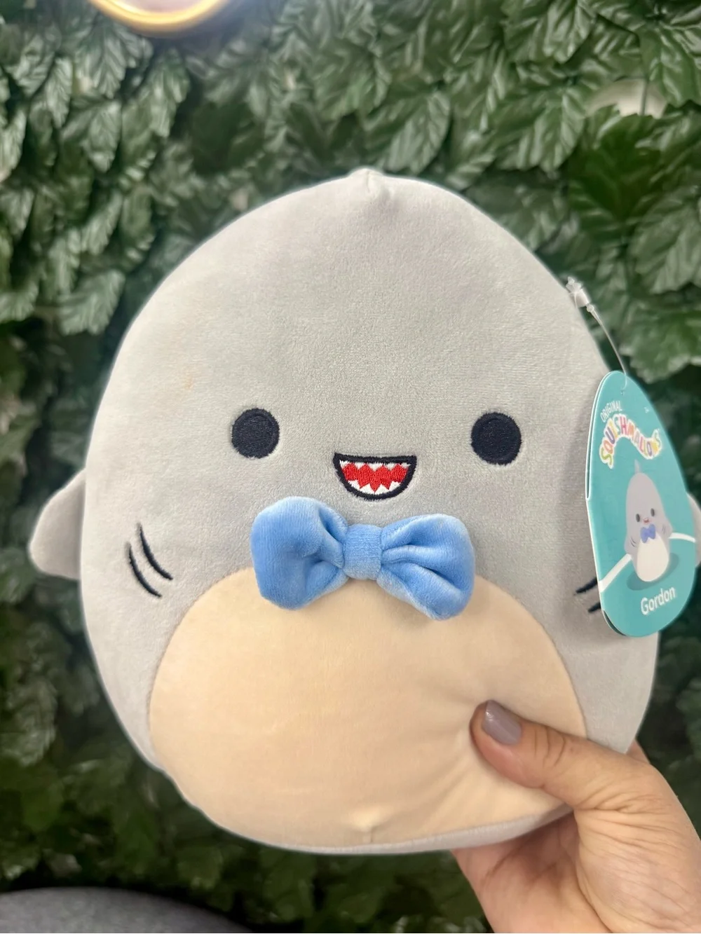 Squishmallows 7.5-Inch-Gordon The Grey Shark with Blue Bow tie